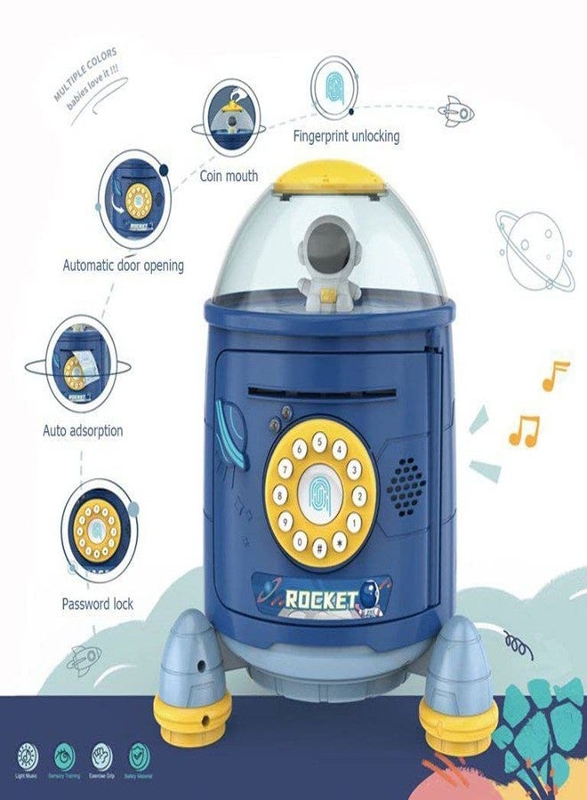 EXOMOON Rocket Piggy Bank for Kids - Money Bank Cash Auto Scroll Paper Money Saving Electronic Piggy Bank, ATM Password Coin Bank Best Gifts Idea for Kids Safe Bank - Image 5